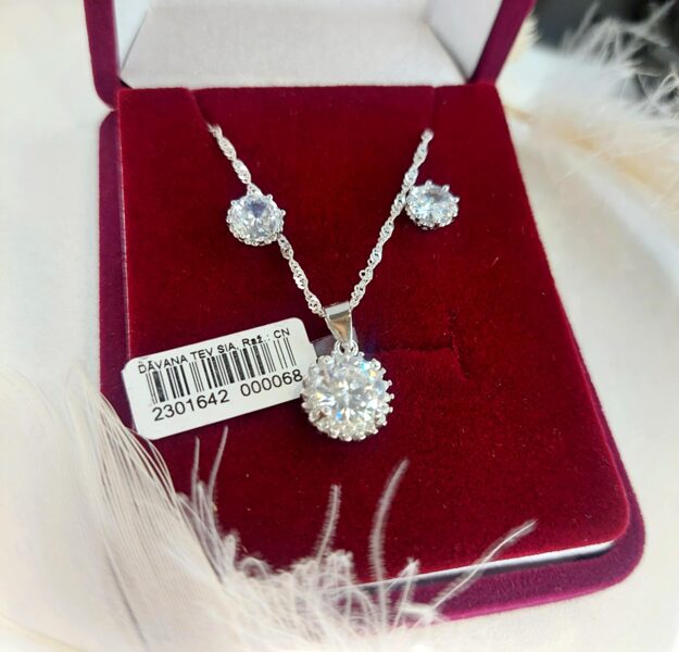 Silver earrings, pendant, and chain – a classic jewelry set