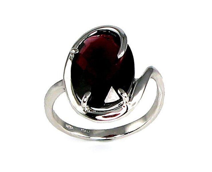 baltā zelta gredzens ar granātu , Baltais Zelts 585°