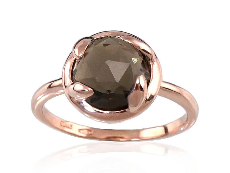 Золотое кольцо с дымчатым кварцем