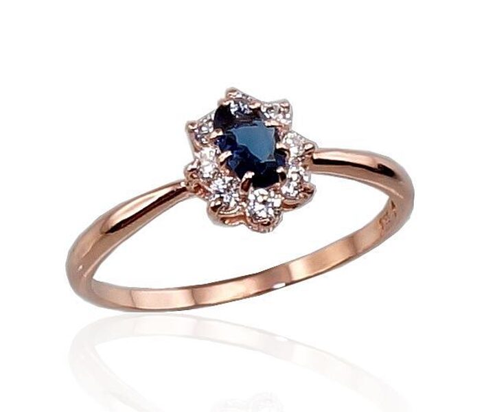 Sieviešu zelta gredzens ar cirkoniem, izmērs 16