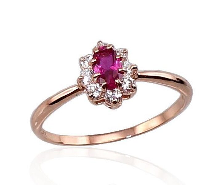 Moteriškas auksinis žiedas su cirkonais, dydis 15