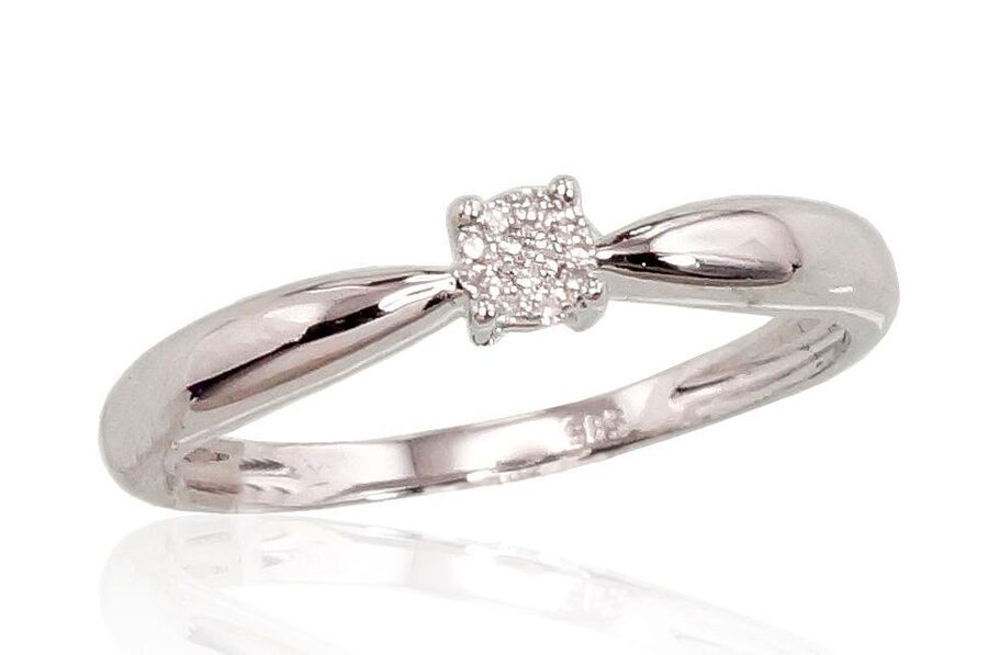 Zelta gredzens ar briljantiem, Baltais Zelts 585°, izmērs 17.5