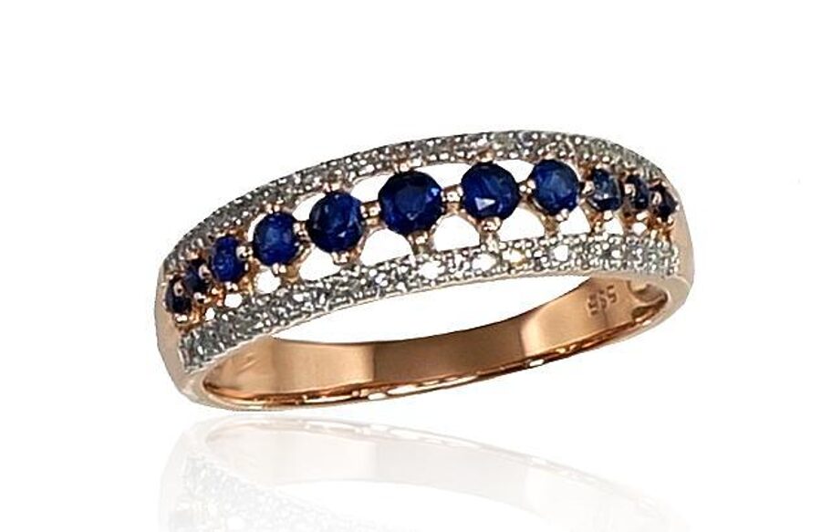 Zelta gredzens ar briljantiem un safīriem