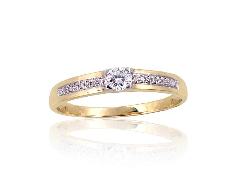 Помолвочное кольцо с бриллиантами 0.211 Ct, жёлтое золото, размер 17