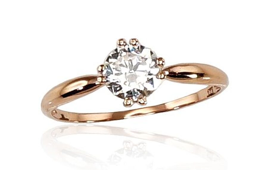 Zelta gredzens , Sarkanais Zelts 585°, Cirkoni 15,5