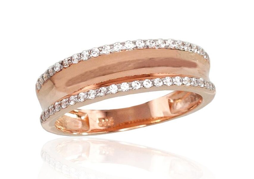 Sieviešu zelta gredzens ar cirkoniem, izmērs 16,5