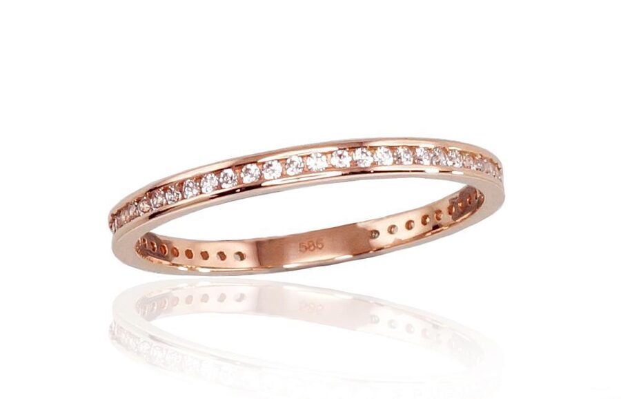 Sieviešu zelta gredzens ar cirkoniem, izmērs 15