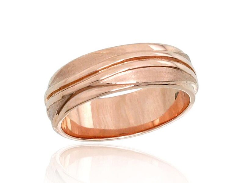 Vestuvinis auksinis žiedas, 585 raudonasis auksas, 6 mm, dydis 21