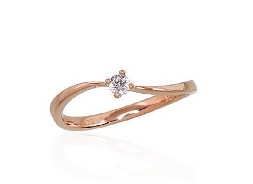 Золотое кольцо с бриллиантами 0.07 Ct, красное золото, размер 17.5