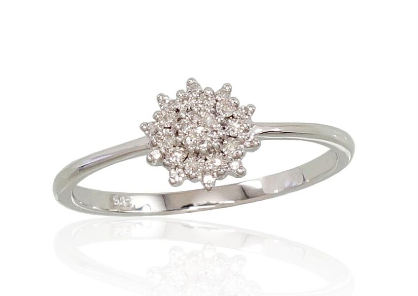 Zelta gredzens ar briljantiem, Baltais zelts 585°, izmērs 18.5