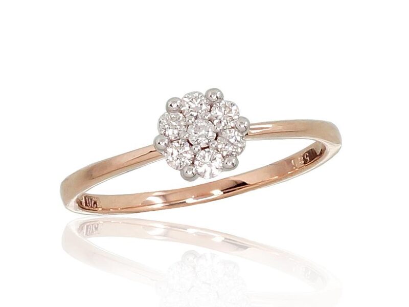 Zelta gredzens ar briljantiem, Sarkanais zelts 585° ar rodiju, izmērs 17.5