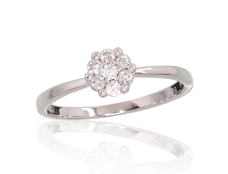 Zelta gredzens ar briljantiem, 585° baltais zelts, izmērs 18.5