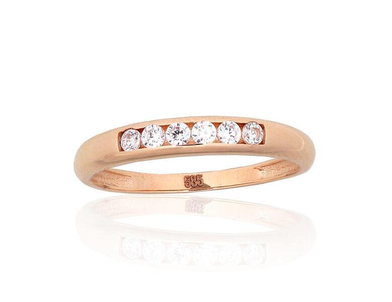 Sieviešu zelta gredzens ar cirkoniem, izmērs 16,5