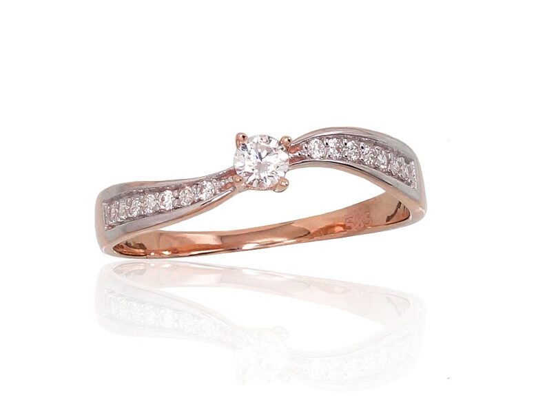 Sieviešu zelta gredzens ar cirkoniem, izmērs 16,5