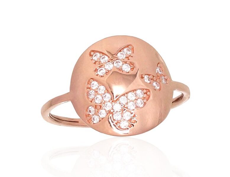 Sieviešu zelta gredzens ar cirkoniem, izmērs 16.5