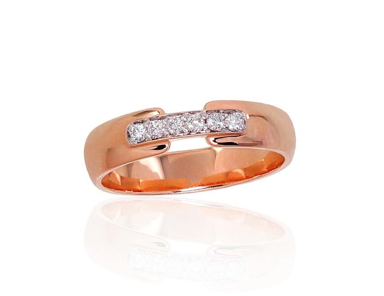 Gold Ring with Diamonds – Red Gold 585°, Size 19