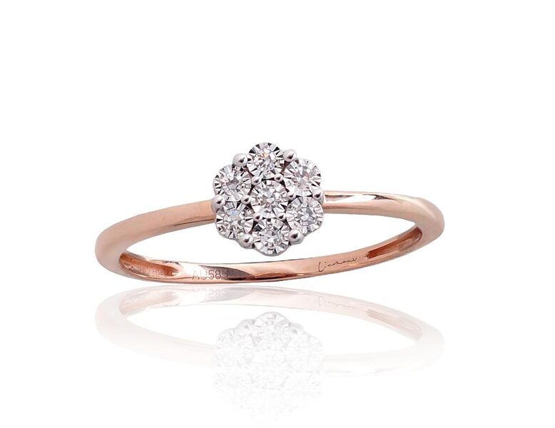 Zelta gredzens ar briljantu, Sarkanais/Baltais zelts 585°, 0.05 ct, 16.5