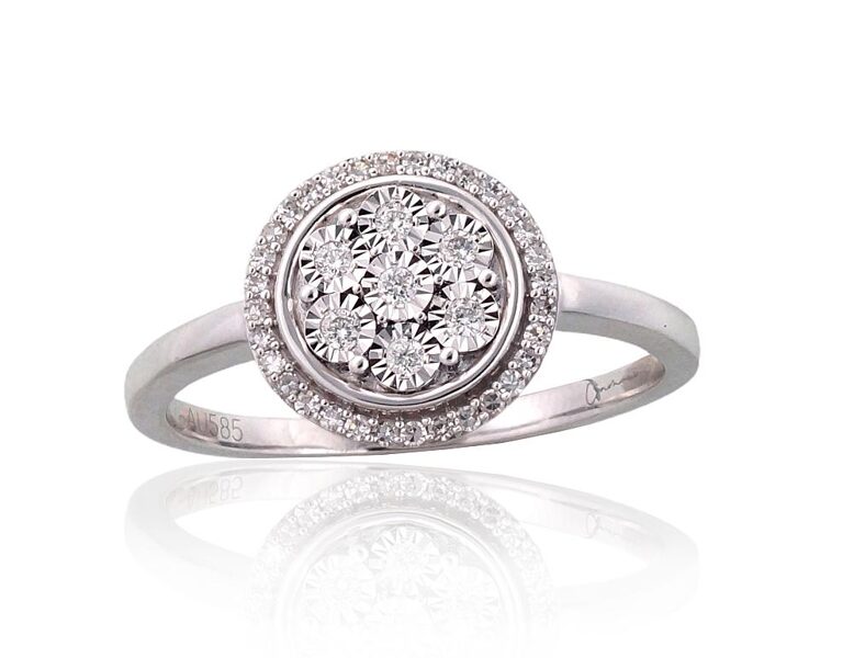 Zelta gredzens ar briljantiem, Baltais zelts 585°, 0.20 ct, izmērs 18.5