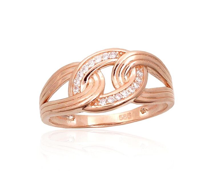 Zelta gredzens ar cirkoniem – Sarkanais Zelts 585°, izmērs 18