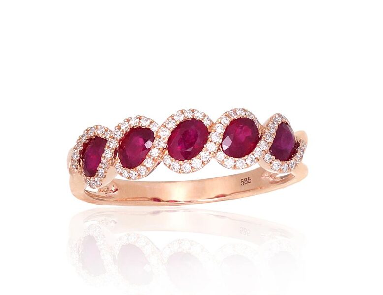 Zelta gredzens ar rubīnu un briljantiem, Sarkanais zelts 585°, 19