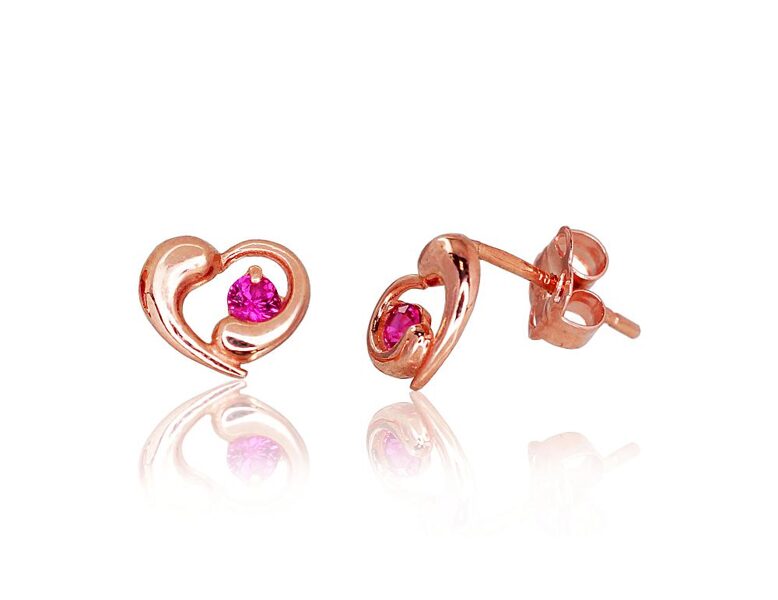 Vaikiški auksiniai auskarai-vinukai su cirkoniais, 585 raudonasis auksas (6 mm)