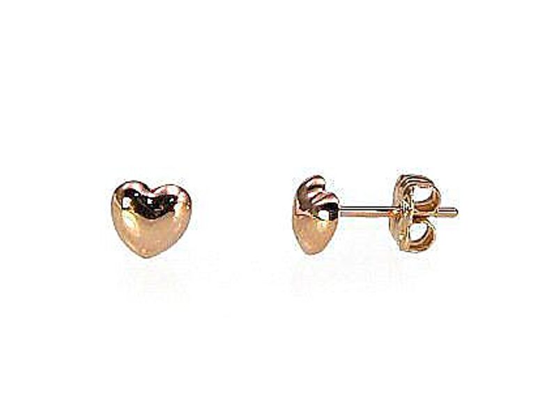 Kids’ Gold Stud Earrings – Heart, Red Gold 585°
