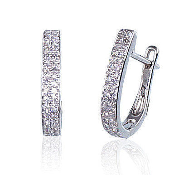 Zelta auskari ar 'angļu' slēdzēju , Baltais Zelts 585°, Briljanti 