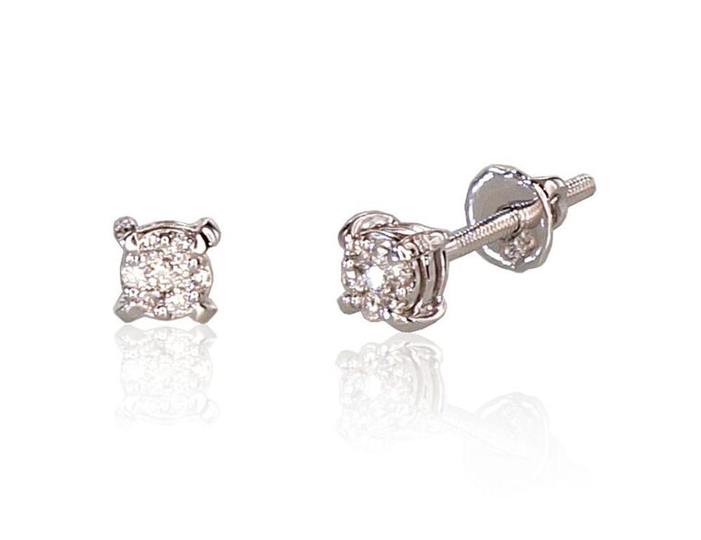 Gold Screw Back Stud Earrings with Diamonds – White Gold 585°