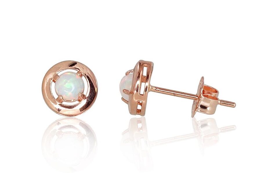 Золотые серьги-пуссеты , Красное Золото 585°, Опалит 