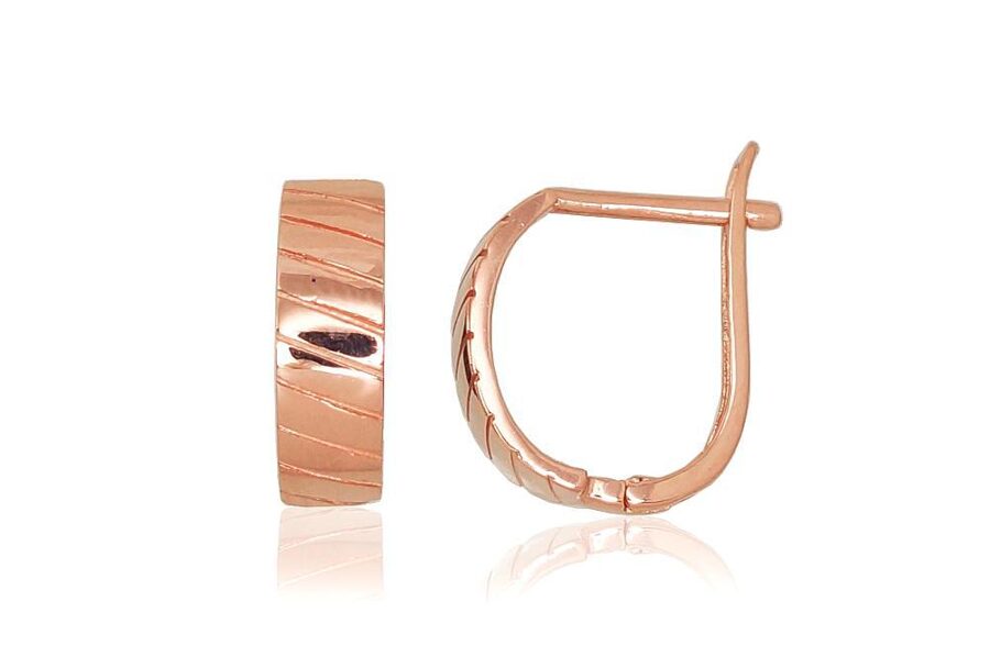 Золотые серьги с английской застёжкой, 585 красное золото, 13 мм