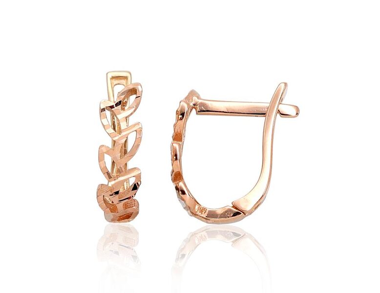 Золотые серьги с английским замком, Красное золото 585°, 13 мм