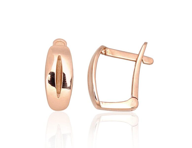 Gold earrings with 'english' lock , Red Gold 585°