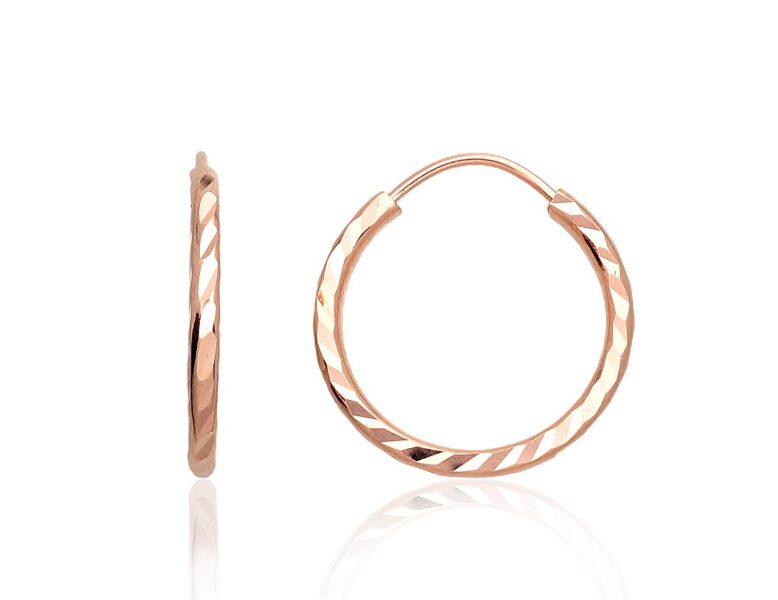 Gold Hoop Earrings, Red Gold 585°, 14 mm