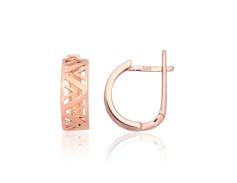 Золотые серьги на английском замке , Красное Золото 585°