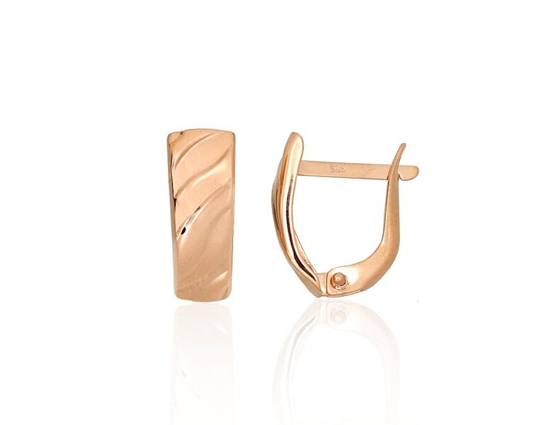 Золотые серьги с английской застёжкой, 585 красное золото, 14 мм