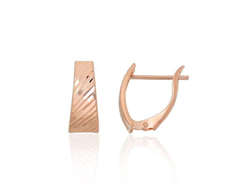 Золотые серьги с английским замком, красное золото 585°