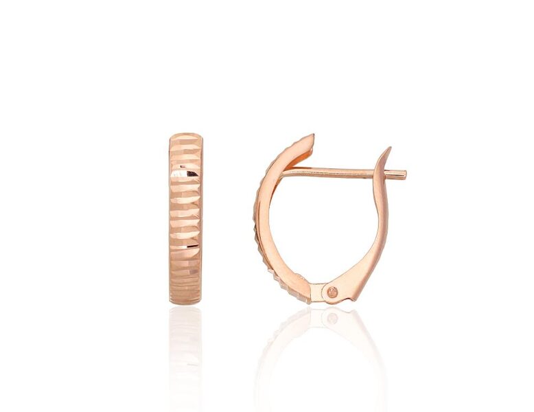 Gold Earrings with English Lock – 585 Red Gold