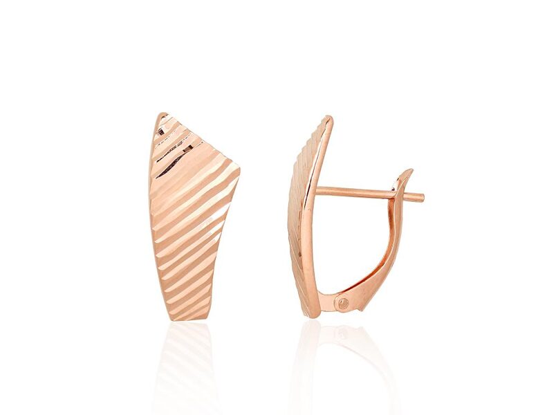 Золотые серьги с английским замком, красное золото 585°