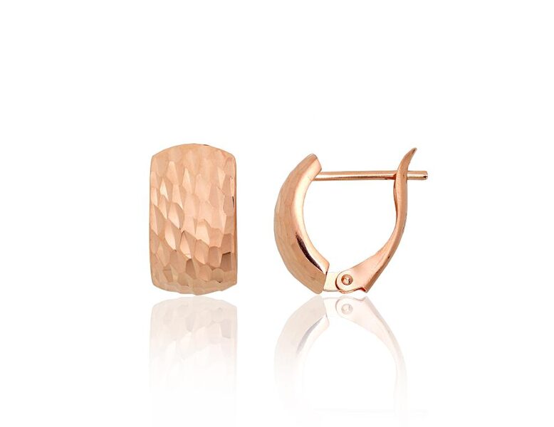 Золотые серьги с английской застёжкой, 585 красное золото, 13 мм