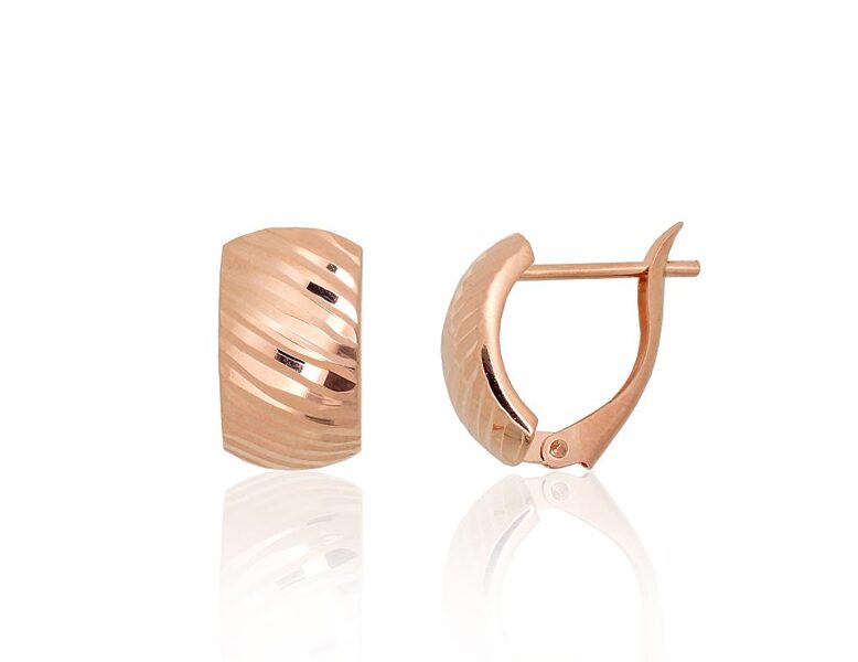 Золотые серьги с английским замком, красное золото 585°