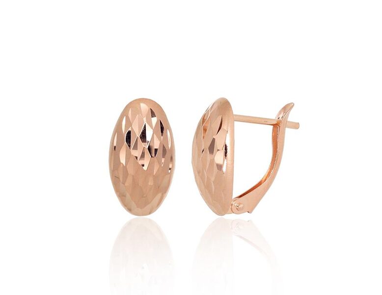 Золотые серьги с английским замком, красное золото 585°