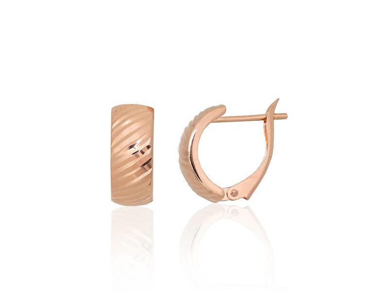 Золотые серьги с английским замком, красное золото 585°