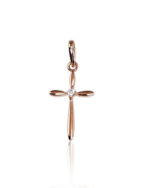 Zelta kulons – krustiņš ar cirkoniem, sarkanais zelts 585°