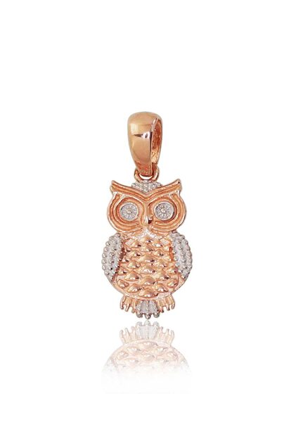 Золотой кулон , Красное Золото 585°, родий (покрытие) 