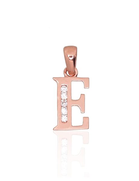 Zelta burta “E” kulons ar cirkoniem, Sarkanais Zelts 585°