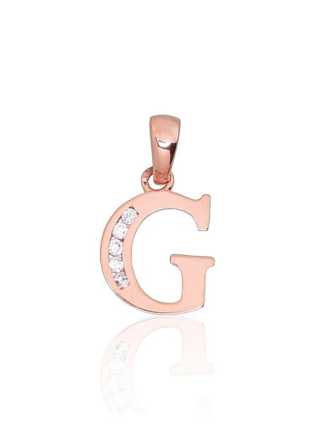 Zelta burta “G” kulons ar cirkoniem, Sarkanais Zelts 585°