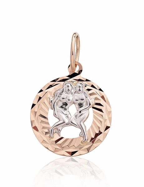 Zelta Zodiaka kulons “Dvīņi”, Sarkanais un Baltais Zelts 585°