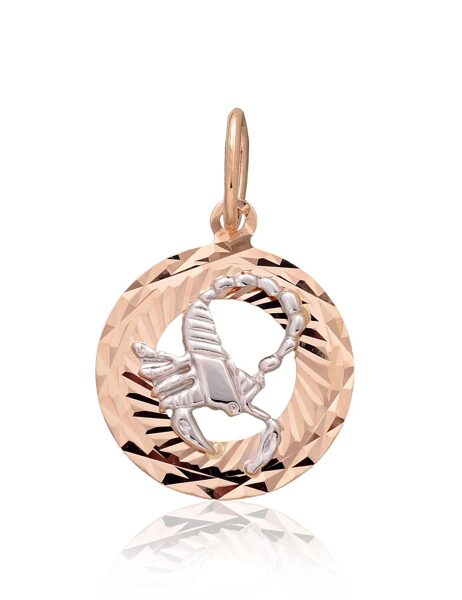 Zelta Zodiaka kulons “Skorpions”, Sarkanais un Baltais Zelts 585°