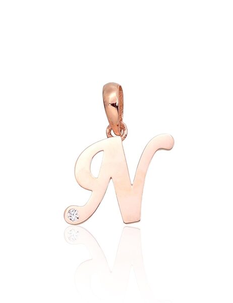 Zelta burta “N” kulons ar cirkoniem, Sarkanais Zelts 585°