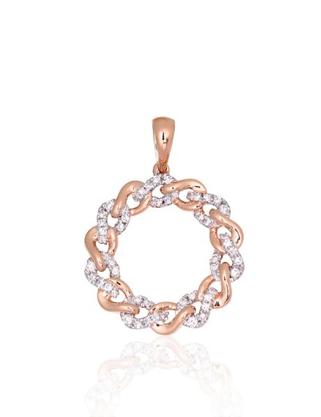 Золотой кулон с бриллиантами, красное золото 585°, родиевое покрытие, 24 мм